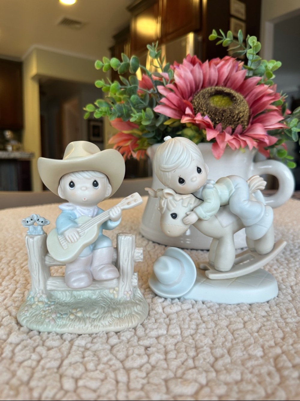 Vintage Precious Moments Western Themed Porcelain Figurine Duo